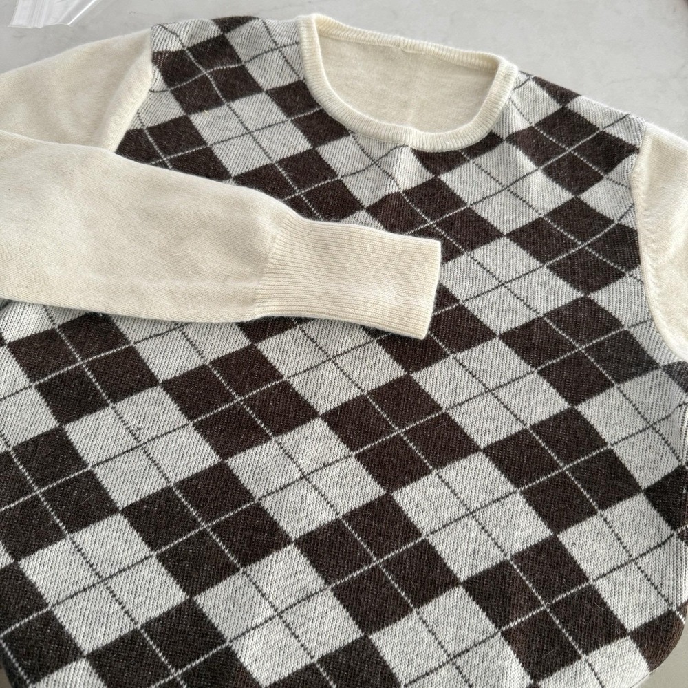 VIntage Wool Argyle‎ Sweater Unisex Preppy Crew Neck *READ*